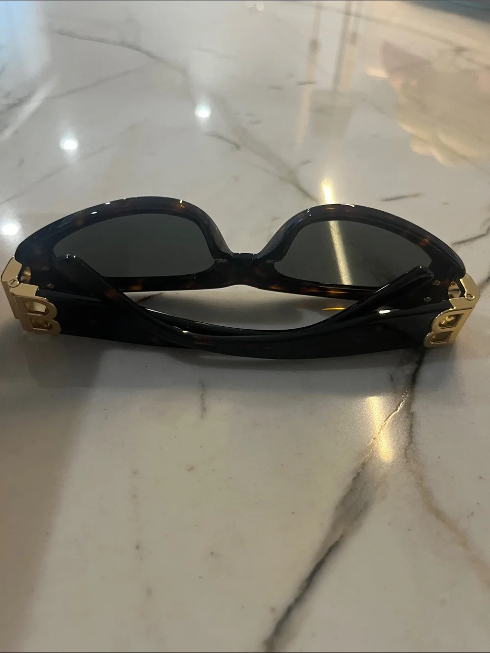 Balenciaga Black Sunglasses with Gold BB Hardware BBOO95S